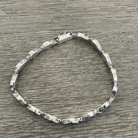 Vintage 950 Silver Blue Lapis Bracelet - Picture 3 of 7